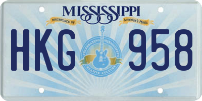 MS license plate HKG958