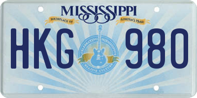MS license plate HKG980