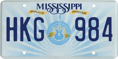 MS license plate HKG984