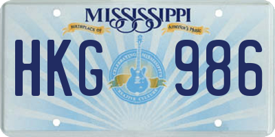 MS license plate HKG986