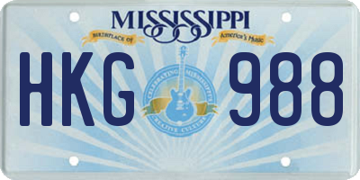 MS license plate HKG988