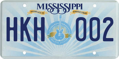 MS license plate HKH002