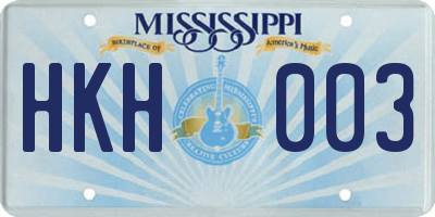 MS license plate HKH003