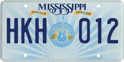 MS license plate HKH012