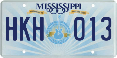 MS license plate HKH013