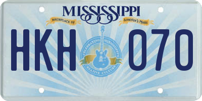 MS license plate HKH070