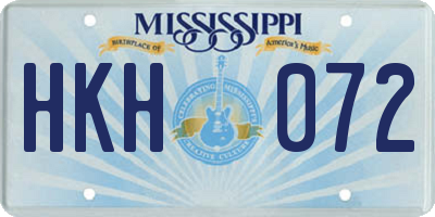 MS license plate HKH072