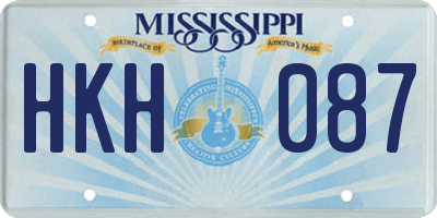 MS license plate HKH087
