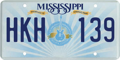 MS license plate HKH139