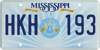 MS license plate HKH193