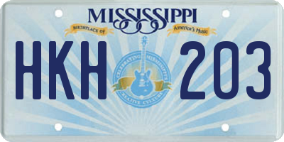 MS license plate HKH203
