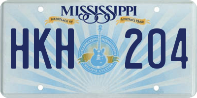 MS license plate HKH204
