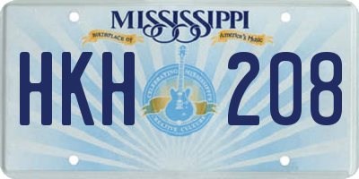 MS license plate HKH208