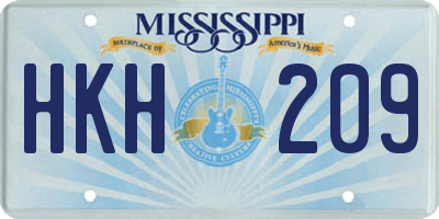 MS license plate HKH209