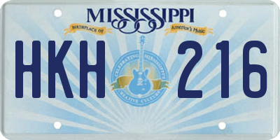 MS license plate HKH216