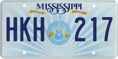 MS license plate HKH217