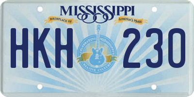 MS license plate HKH230