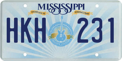 MS license plate HKH231