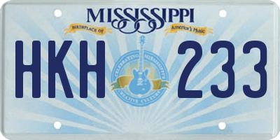 MS license plate HKH233