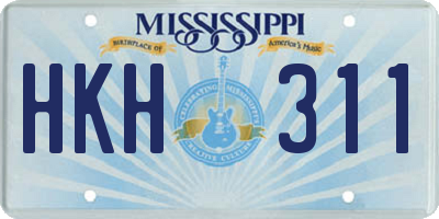 MS license plate HKH311