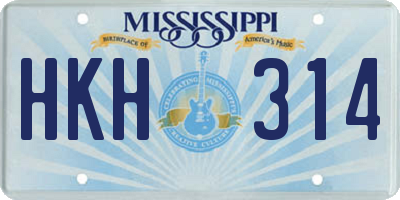MS license plate HKH314