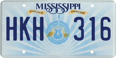 MS license plate HKH316