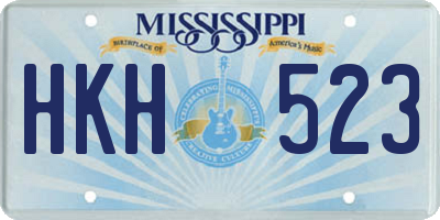 MS license plate HKH523