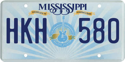 MS license plate HKH580