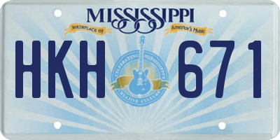 MS license plate HKH671