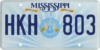 MS license plate HKH803