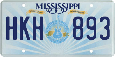 MS license plate HKH893