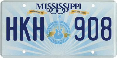 MS license plate HKH908