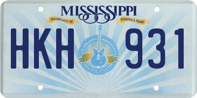MS license plate HKH931