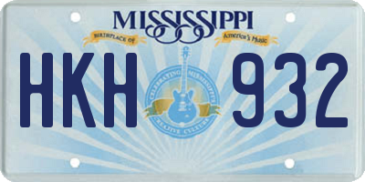 MS license plate HKH932