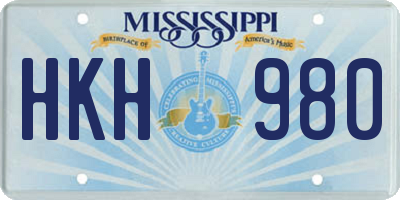 MS license plate HKH980