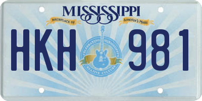 MS license plate HKH981