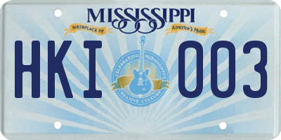 MS license plate HKI003