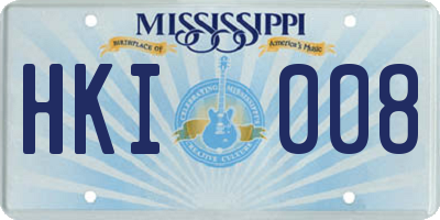 MS license plate HKI008