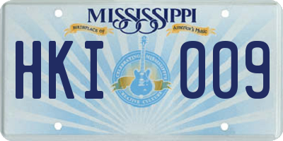 MS license plate HKI009