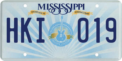 MS license plate HKI019