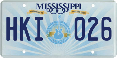 MS license plate HKI026