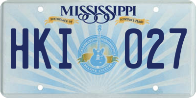 MS license plate HKI027