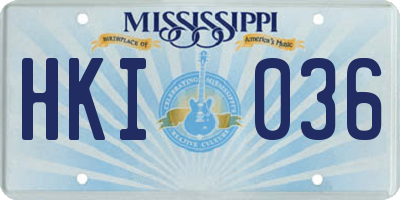 MS license plate HKI036