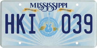 MS license plate HKI039