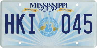 MS license plate HKI045