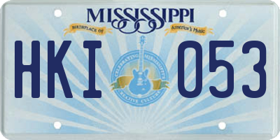 MS license plate HKI053