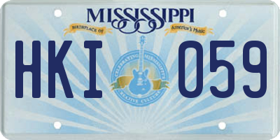 MS license plate HKI059