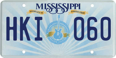 MS license plate HKI060