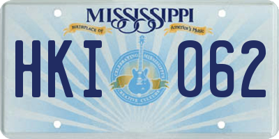 MS license plate HKI062