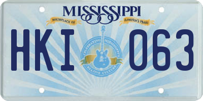 MS license plate HKI063